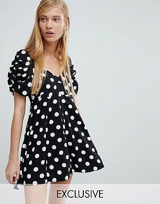 Monki Polka Dot Fit And Flare Dress