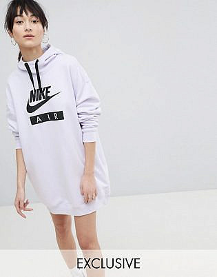 Nike Air Oversized Hoodie Dress In Lilac