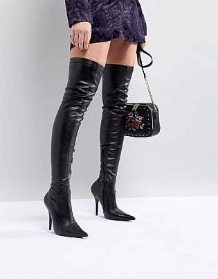 Public Desire Refuge Black Stiletto Over The Knee Boots