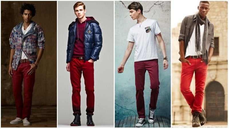 mens red jeans