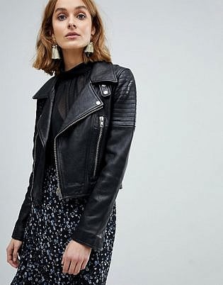 Vero Moda Leather Biker Jacket With Zip Details