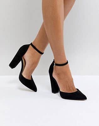 Aldo Nicholes Black Ankle Strap High Heeled Pointed Shoe