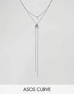 Asos Design Curve Disc And Bolo Chain Multirow Necklace