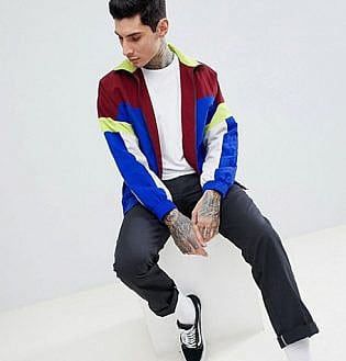 Asos Design Festival Windbreaker In Colour Block