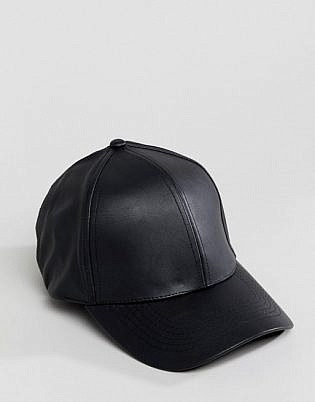 Asos Design Leather Look Baseball Cap