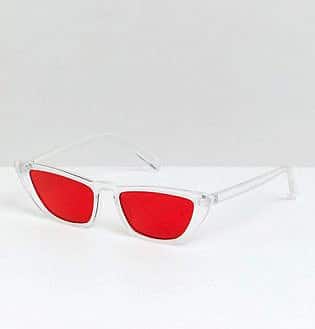 Asos Design Angled Cat Eye In Clear With Red Lens