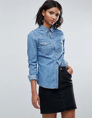 dark blue denim shirt womens