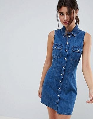 denim shirt dress midi length