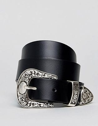 Asos Design Leather Western Tip Waist And Hip Belt