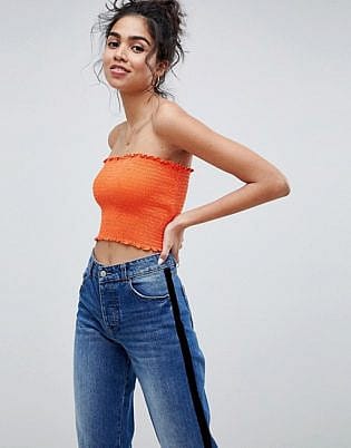 Asos Design Shirred Bandeau Crop Top