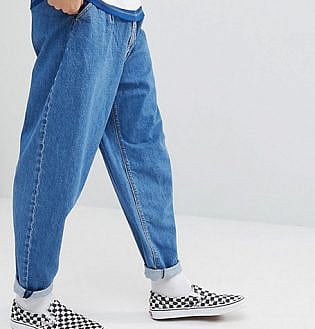 Asos Recycled Oversized Jeans In Mid Wash