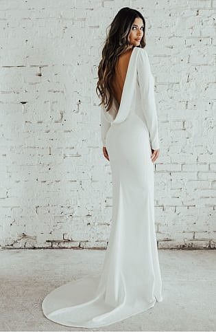 Cowl Back Crepe Gown