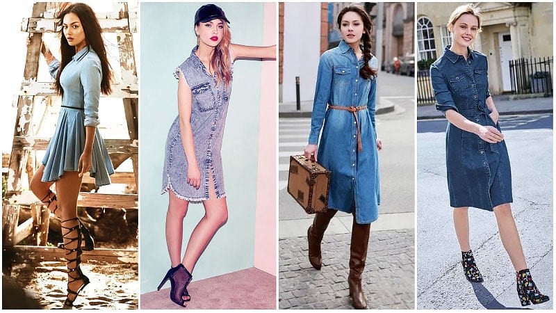 denim shirt dress midi length