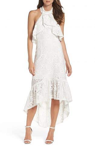 Lace Halter High Low Gown