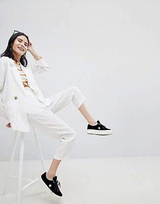 Monki Tie Waist Peg Leg Pants