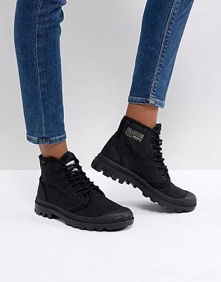 Palladium Pampa Hi Originale Tc Black Canvas Flat Ankle Boots