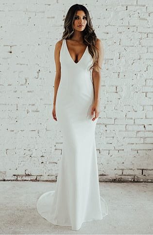 Paloma Plunge Back Trumpet Gown