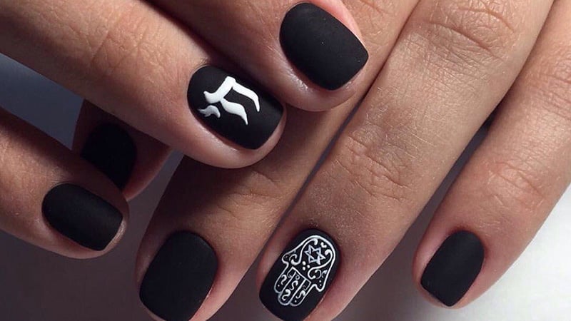 Matte Finish Black With Cheetah Design Press On Nails – Mall of Salon Pro