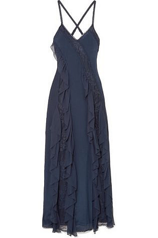 Alice + Olivia Jayda Lace Trimmed Silk Crepe De Chine Gown