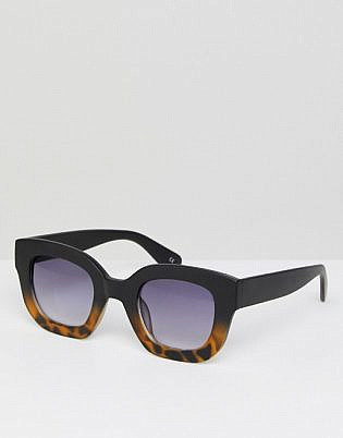 Asos Chunky Square Cat Eye Sunglasses With Black Tort Fade Frame