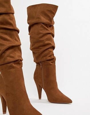 Asos Design Callie Ruched Knee High Boots