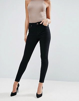 Asos Design Ridley High Waist Skinny Jeans In Clean Black