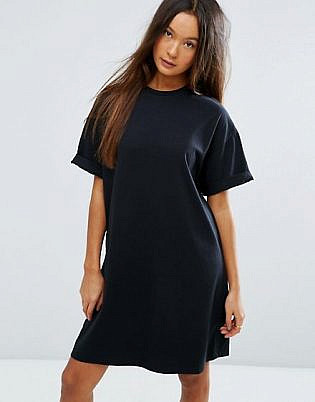 Asos Design Ultimate T Shirt Dress With Rolled Sleeves