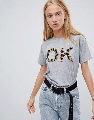 Asos Design T Shirt Ok Fluffy Animal Print