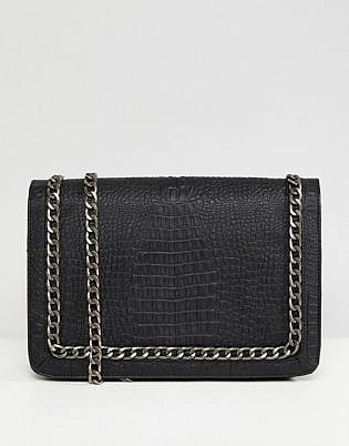 Asos Oversized Croc Cross Body Bag With Chain Handle