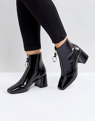 Asos Rosemary Patent Mid Heeled Boots