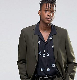 Asos Slim Suit Jacket In Khaki