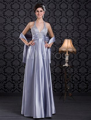 silver satin wedding dress