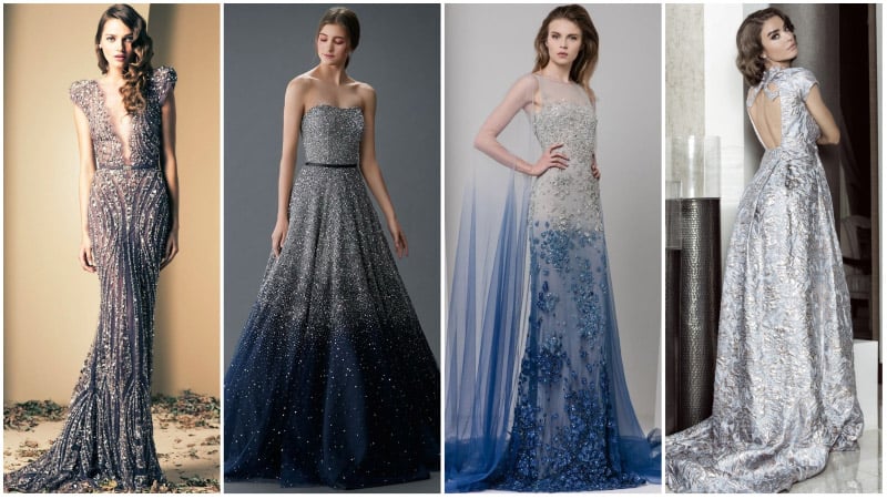 Blue And Silver Wedding Dresses