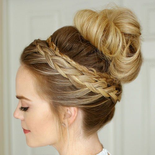 Crown Braid And High Bun