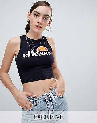 Ellesse High Neck Crop Top With Chest Logo