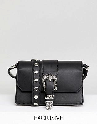 Glamorous Black Cross Body Bag With Western Buckle