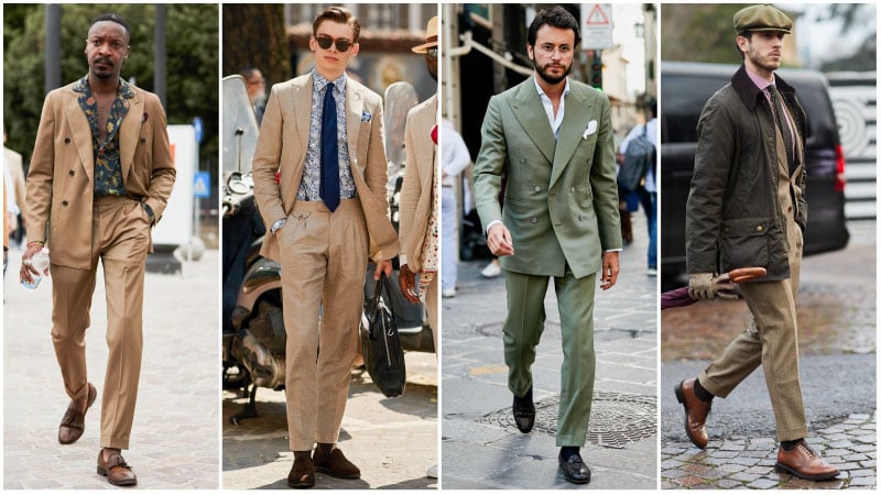 Khaki Suit With Patterned Shirt