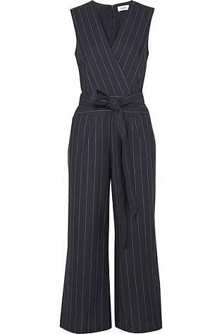 L'agence Joslyn Pinstriped Linen And Cotton Blend Canvas Jumpsuit
