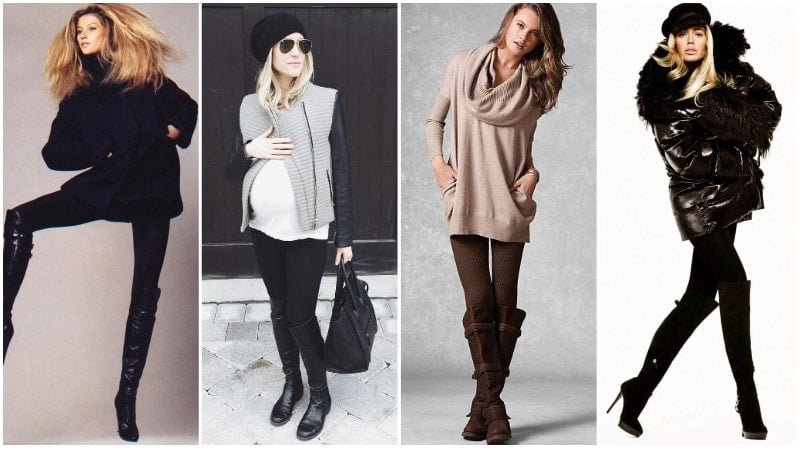 winter outfits with leggings and boots