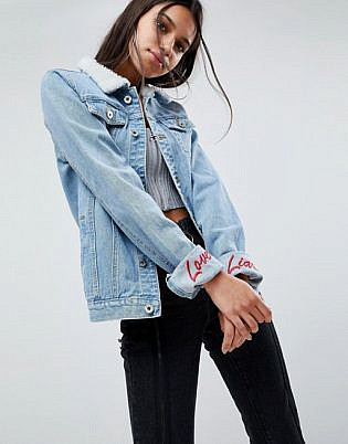Liquor N Poker Girlfriend Fit Jacket With Embroidered Hem Detail