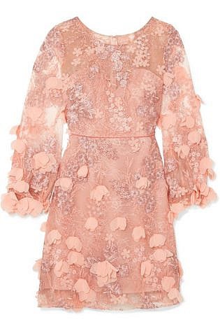 Marchesa Notte Embellished Tulle And Lace Dress
