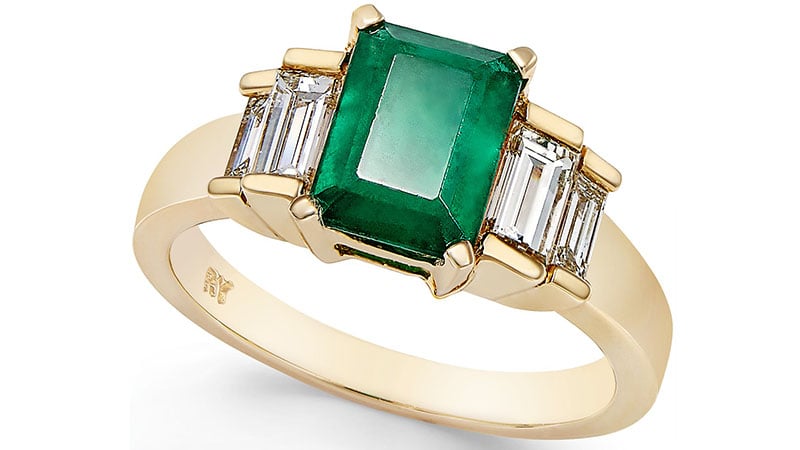 Macy's Emerald And Diamond Ring In 14k Gold