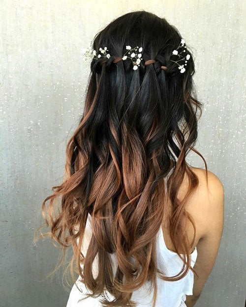 Ombre Waterfall Braids For Bridesmaids