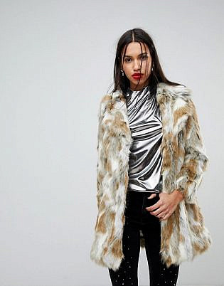 River Island Mixed Faux Fur Coat