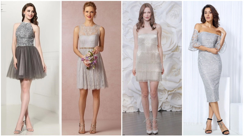 short silver cocktail dresses