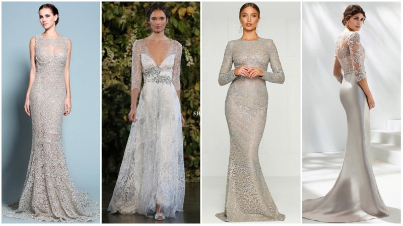 Silver Lace Wedding Dresses