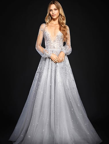 silver color wedding gowns