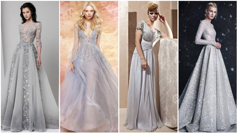 silver bridal dresses