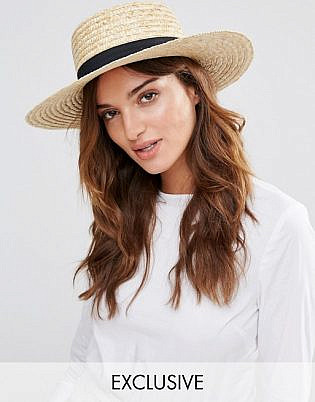 South Beach Straw Boater Hat With Black Band