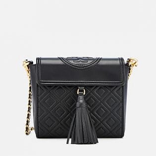 Tory Burch Women's Fleming Quilted Leather Bag Black